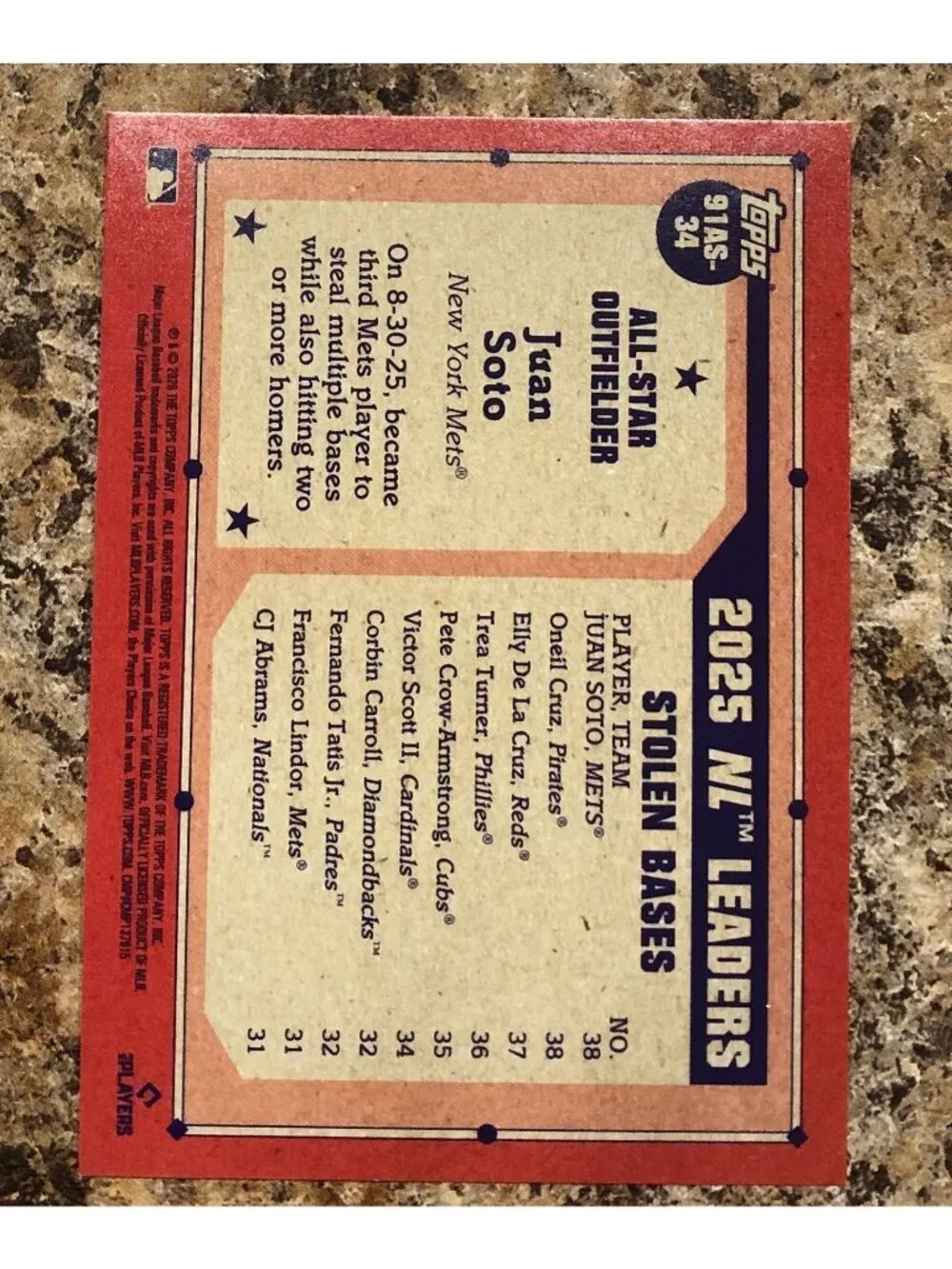 2026 Topps Juan Soto 91 All Star Blue Crackle Foil SP /150